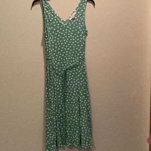 Loft xsp green and white polka dot dress